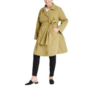 Ava & Viv Women's Plus Size Water Resistant Belted Snap Front Rain Coat Tan 3x